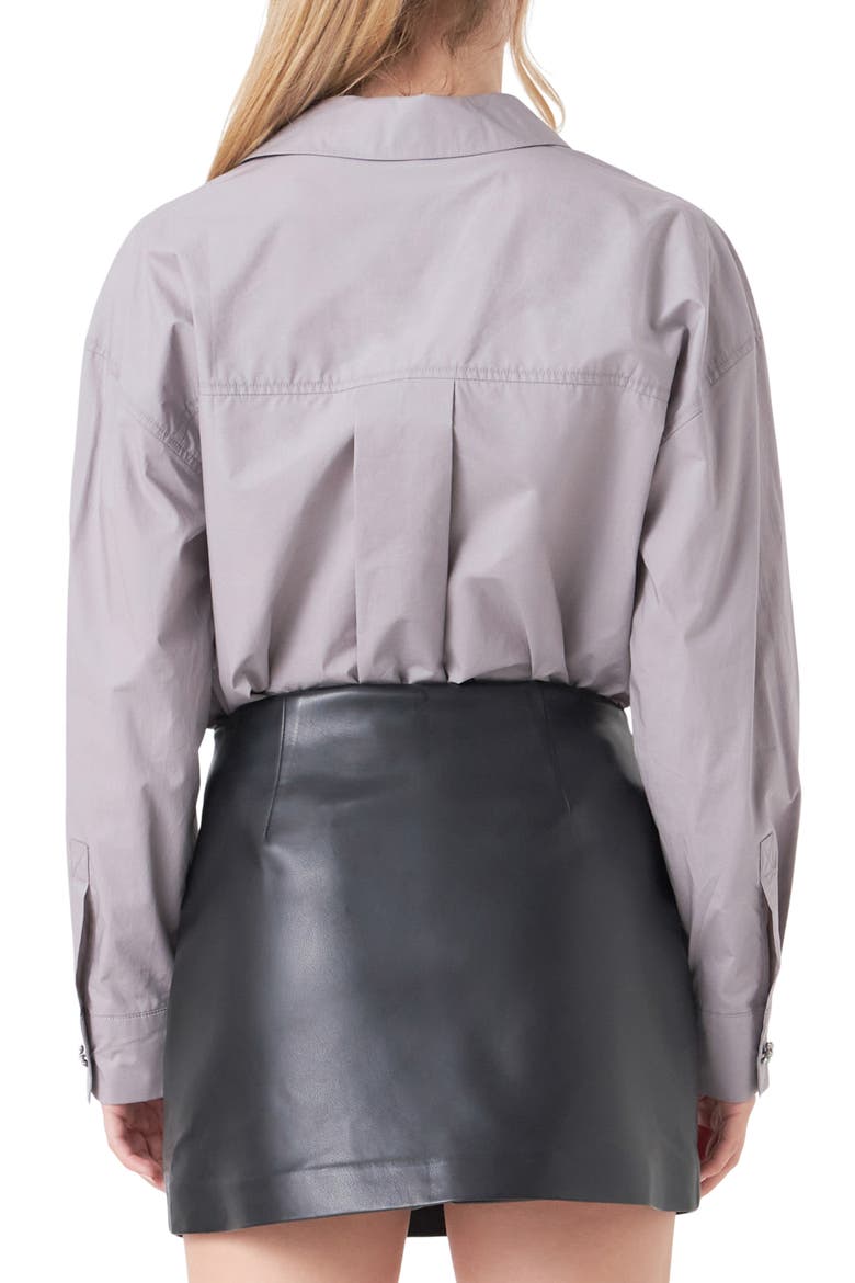 Embellished Oversize Cotton Shirt, Alternate, color, GREY
