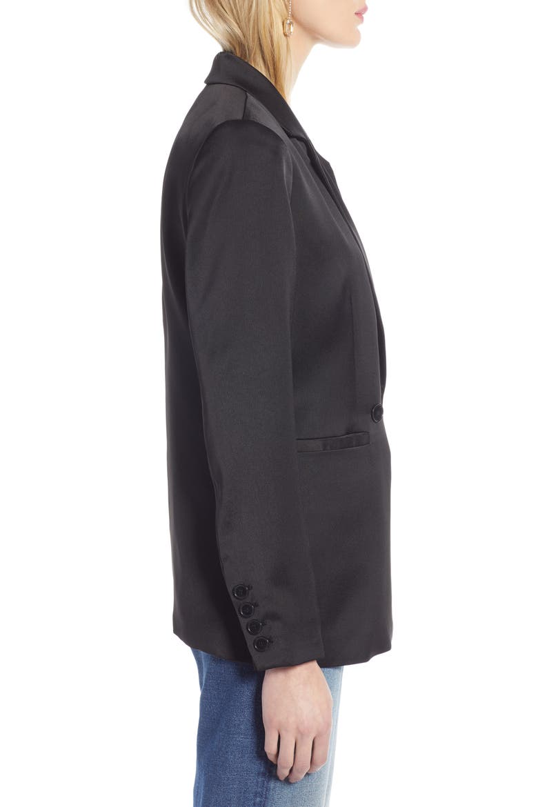Satin Blazer, Alternate, color, BLACK