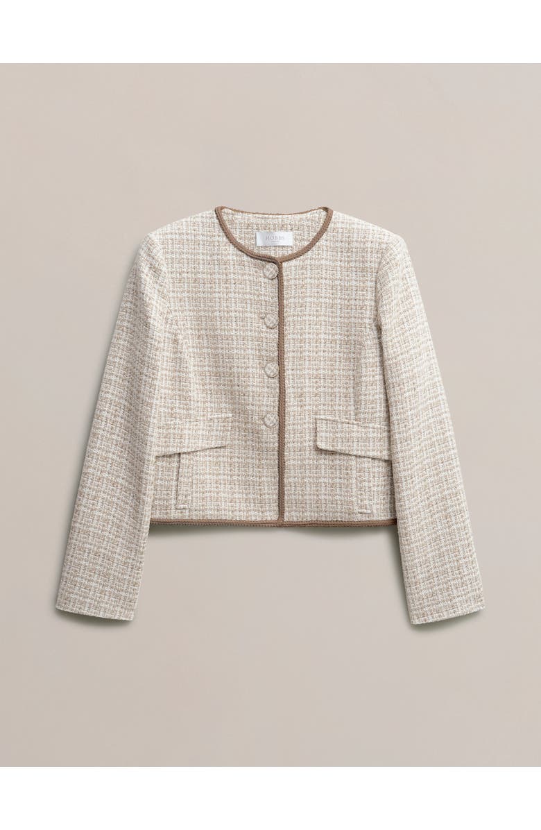 HOBBS LONDON Carey Tweed Jacket, Alternate, color, Camel Ivory