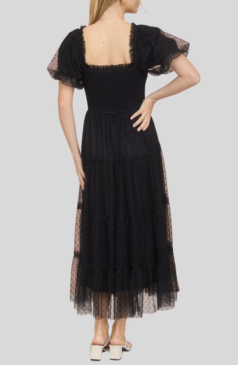 Blu Pepper Puff Sleeve Midi Dress, Alternate, color, 