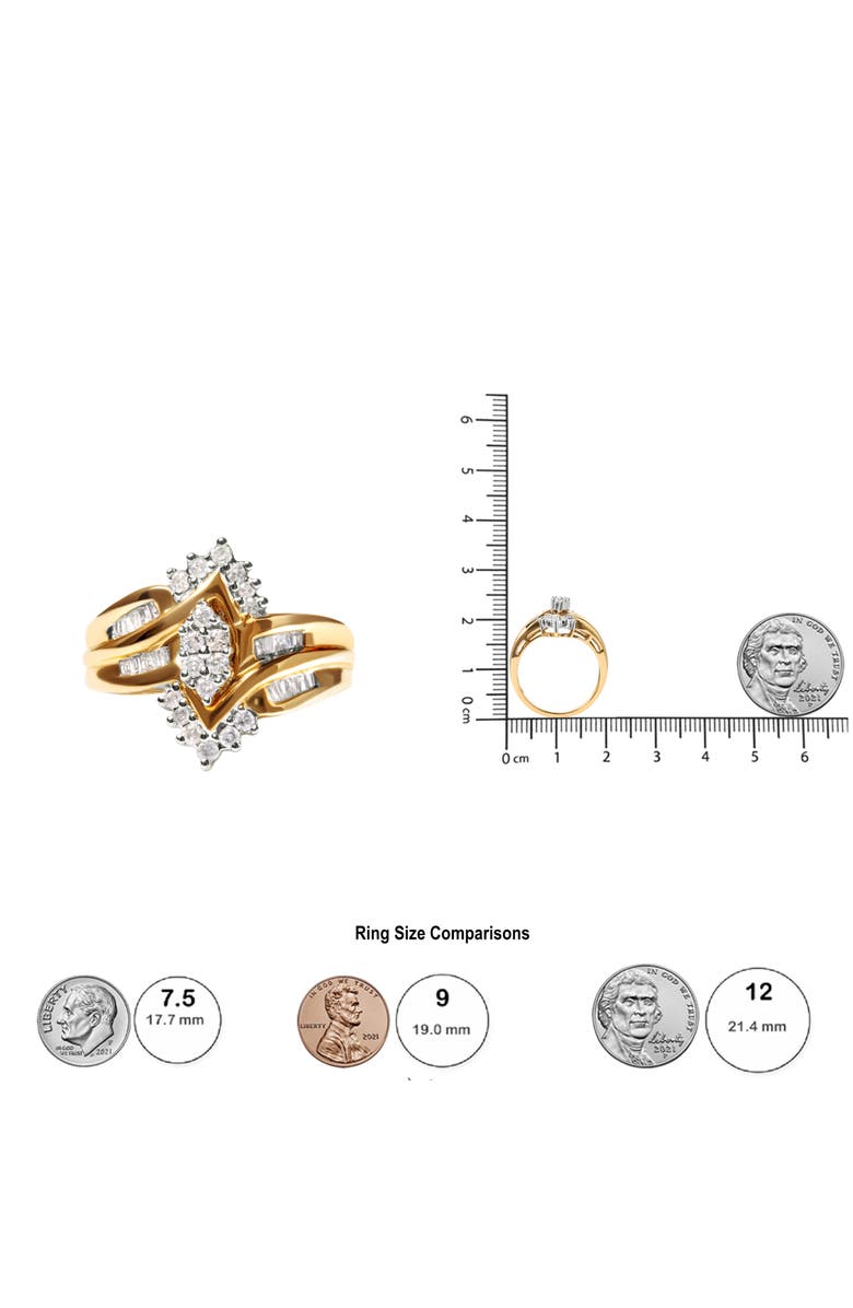 Haus of Brilliance 10K Two-Toned 1/2 Cttw Composite Pear Head Diamond Ring, Alternate, color, Yellow