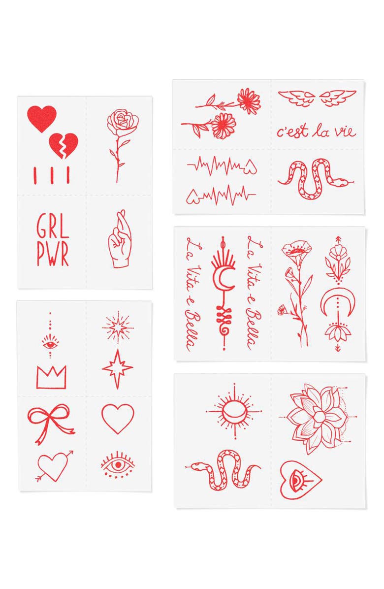 INKED by Dani Red Ink Temporary Tattoos, Alternate, color,