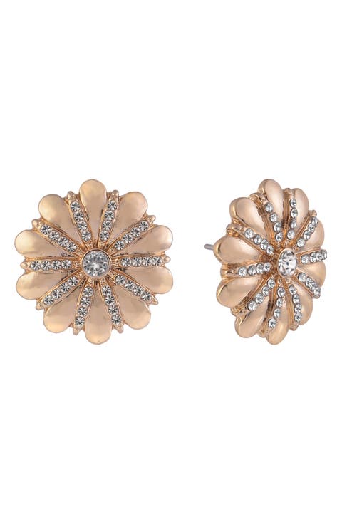 Crystal Flower Stud Earrings