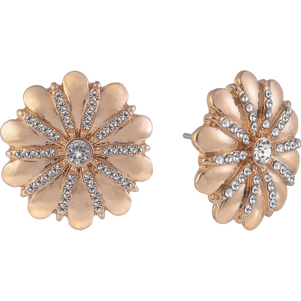 Laundry By Shelli Segal Crystal Flower Stud Earrings In Gold