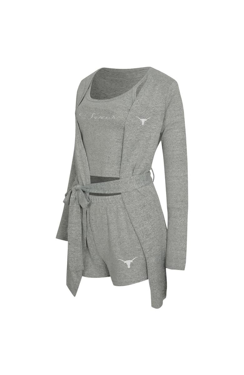 CONCEPTS SPORT Women's Concepts Sport Gray Texas Longhorns Rigor Three-Piece Tank, Short & Robe Set, Alternate, color, Gray