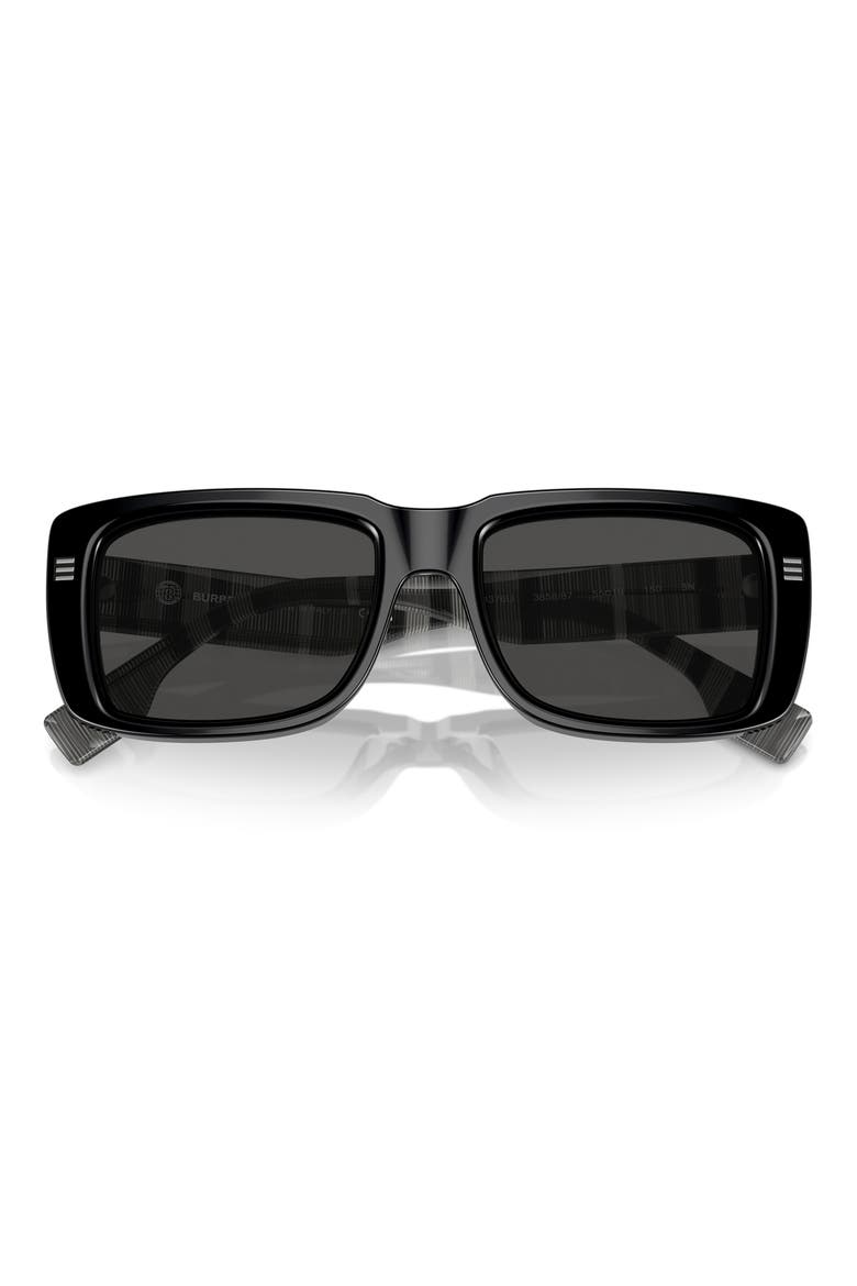 55mm Rectangular Sunglasses, Alternate, color, BLACK GREY