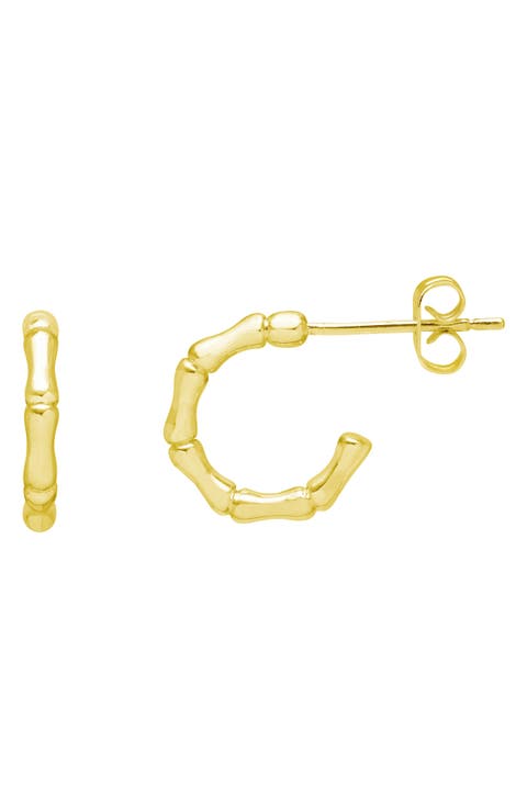 Small Bamboo Link Hoop Earrings