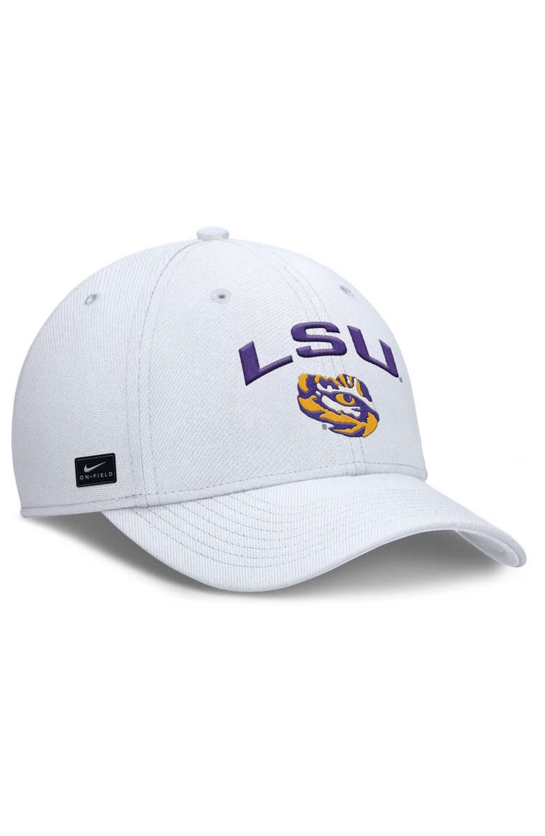 Nike Men's Nike White LSU Tigers 2025 On-Field Rise Performance Flex Hat, Alternate, color,