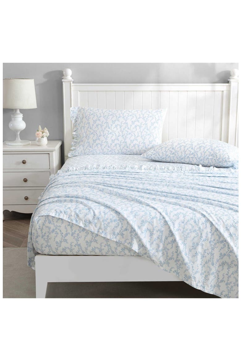Victoria 4-Piece Cotton Sheet Set, Alternate, color, BLUE