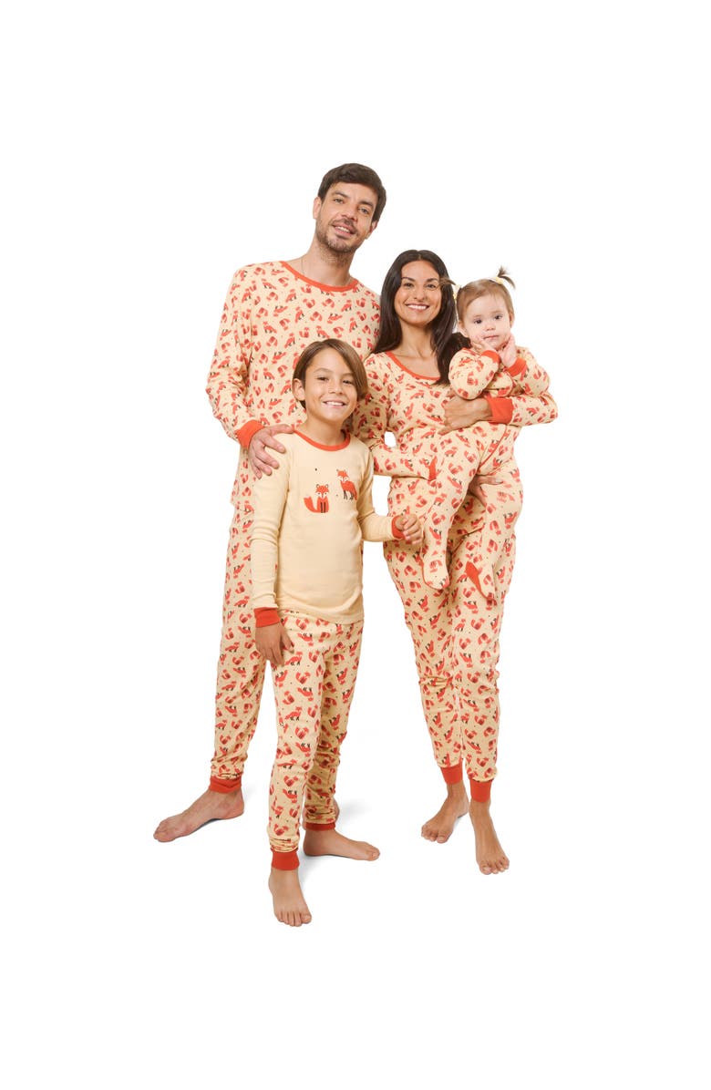 Leveret Footed Printed Cotton Matching Family Pajamas, Animal Kingdom Prints, Alternate, color, Fox