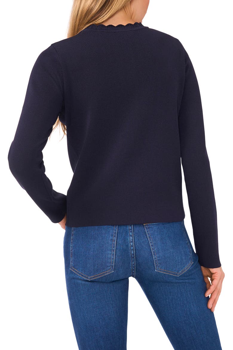 Scallop Detail Cardigan, Alternate, color, BARITONE BLUE