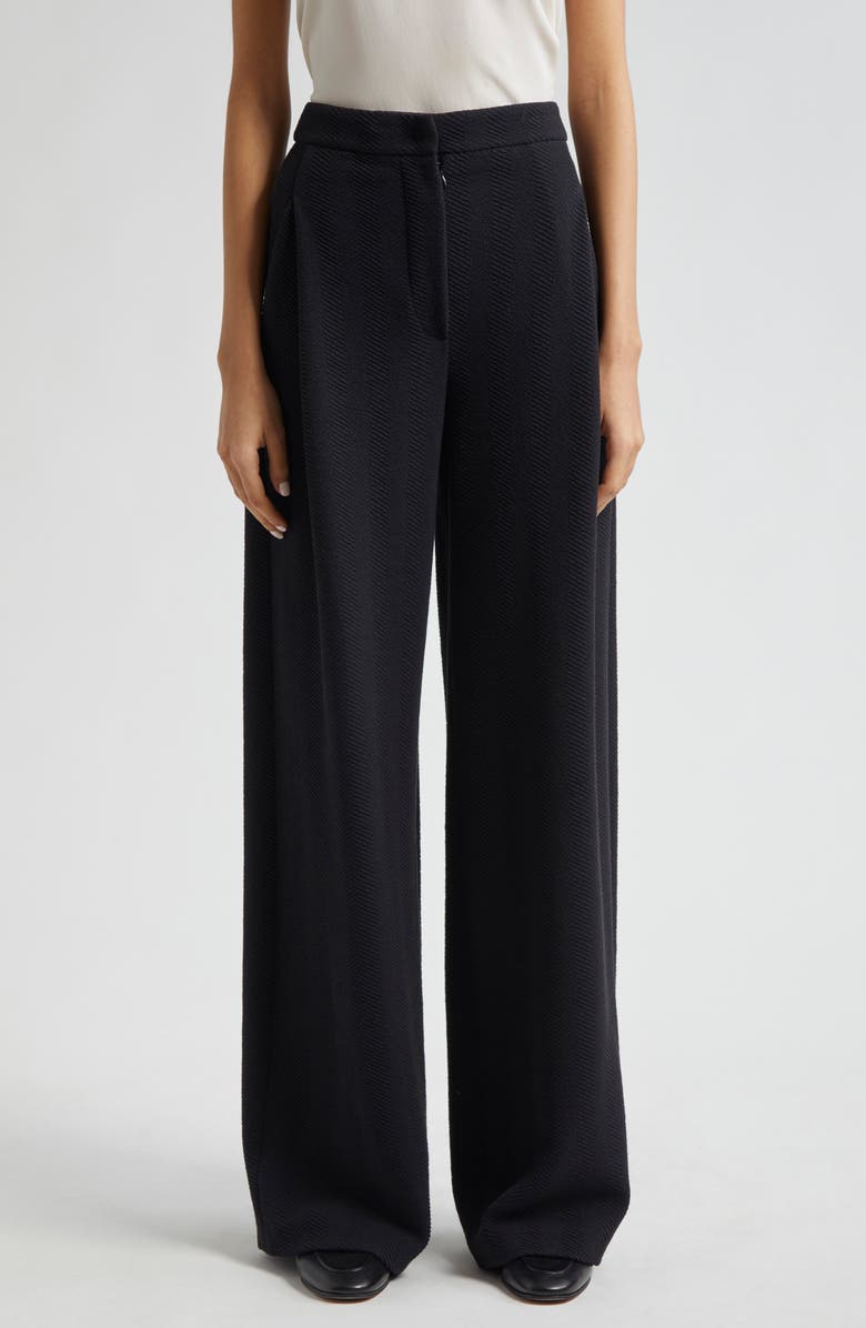 Emporio Armani Chevron Jersey Straight Leg Trousers, Main, color, Solid Black