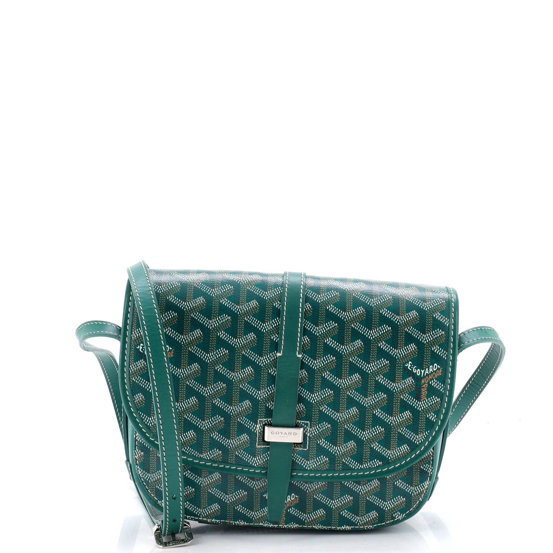 Pre-Owned Goyard Belvedere II Messenger Bag Coated Canvas PM, Main, color, Green