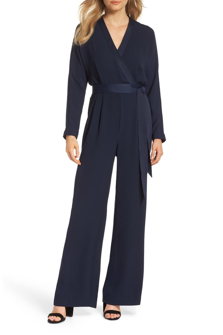 Surplice Jumpsuit, Main, color, NAVY