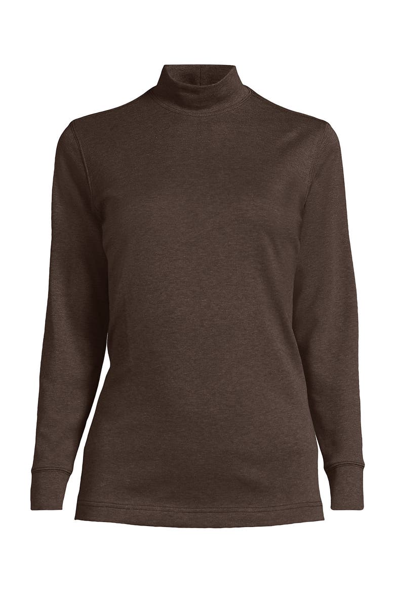 Relaxed Cotton Long Sleeve Mock Turtleneck, Alternate, color, Bark Brown Heather