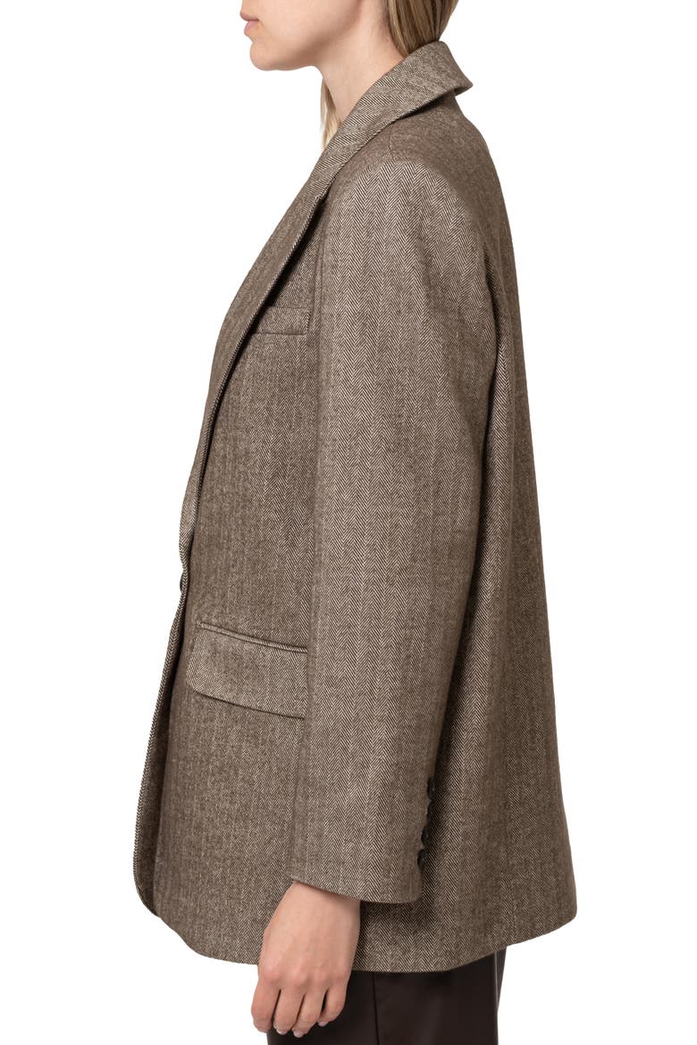 Houndstooth Blazer, Alternate, color, BROWN HERRINGBONE