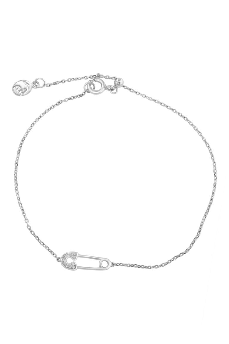 Sterling Silver Pavé Diamond Safety Pin Bracelet - 0.03ct., Main, color, STERLING SILVER