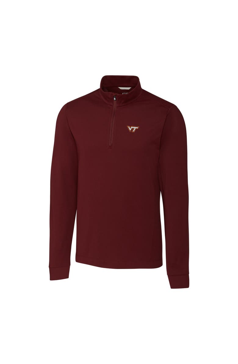 Cutter & Buck Men's Cutter & Buck Maroon Virginia Tech Hokies Big & Tall Advantage Quarter-Zip Mock Neck Sweater, Main, color, 
