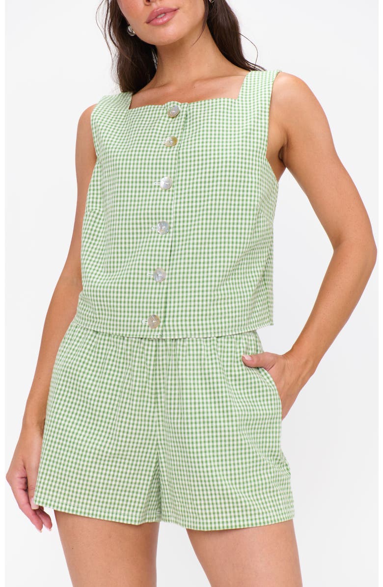 Show Me Your Mumu Maren Shorts, Alternate, color, Field Green Gingham