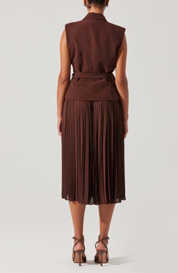 Sleeveless Accordion Pleat Midi Dress