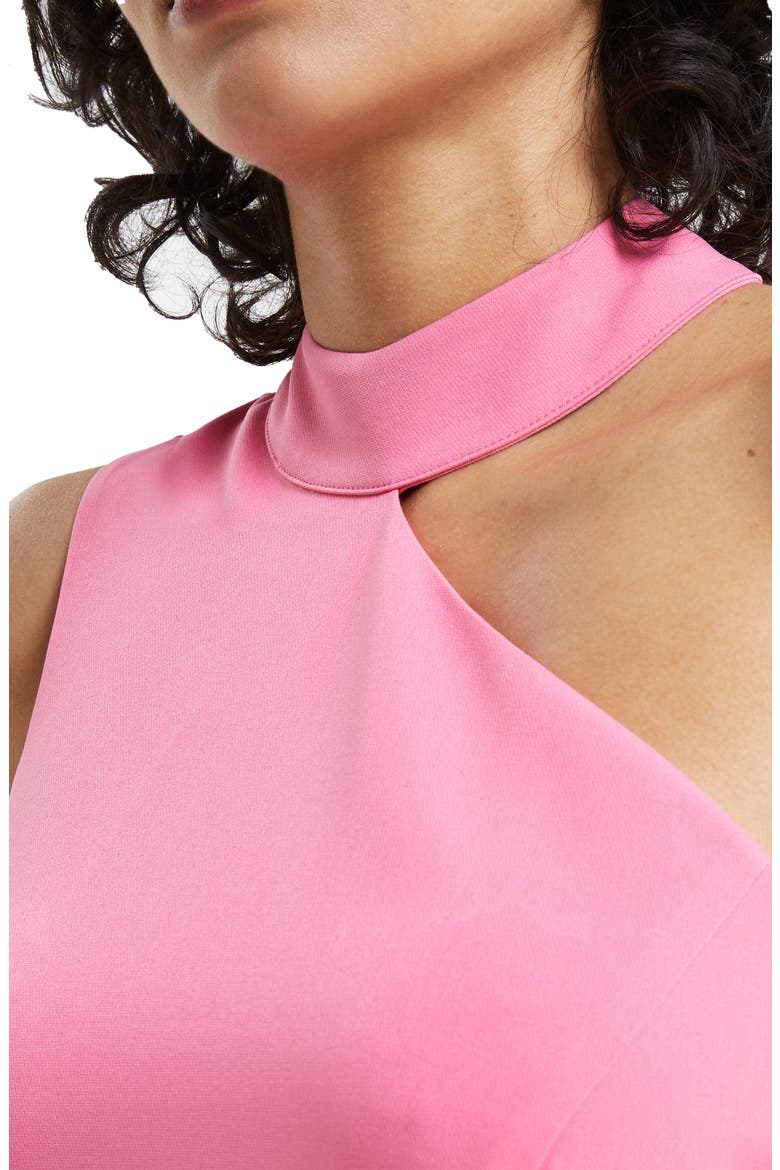 Echo One-Shoulder Crepe Dress, Alternate, color, CAMELLIA ROSE