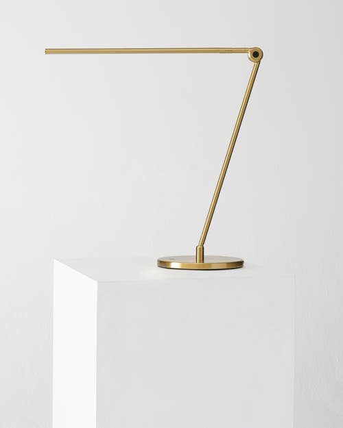 Brightech Libra 39" Dimmable Led Modern Desk Lamp With Usb Port And Adjustable Lamp Head In Brass