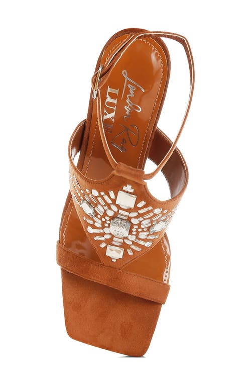London Rag Warda Rhinestone Ankle Strap Sandal In Tan