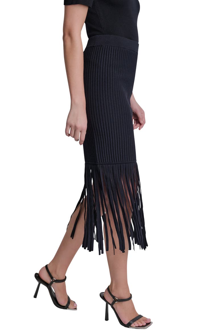 Fringe Rib Midi Skirt, Alternate, color, BLACK