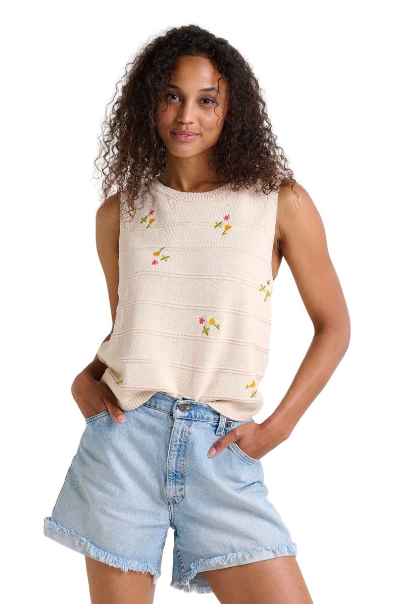 Toad & Co Bianca Crew Tank Embroidered, Main, color, Natural Embroidery