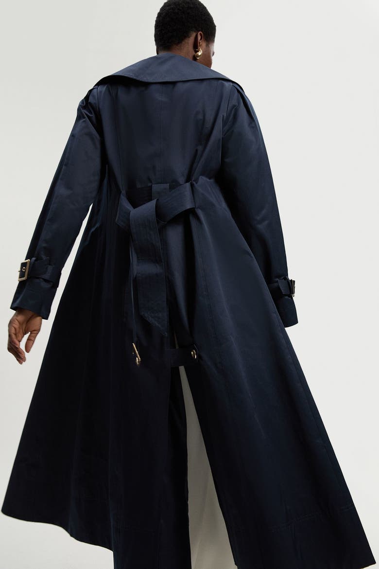 Cotton Sheen Belted Classic Trench Coat, Alternate, color, Navy