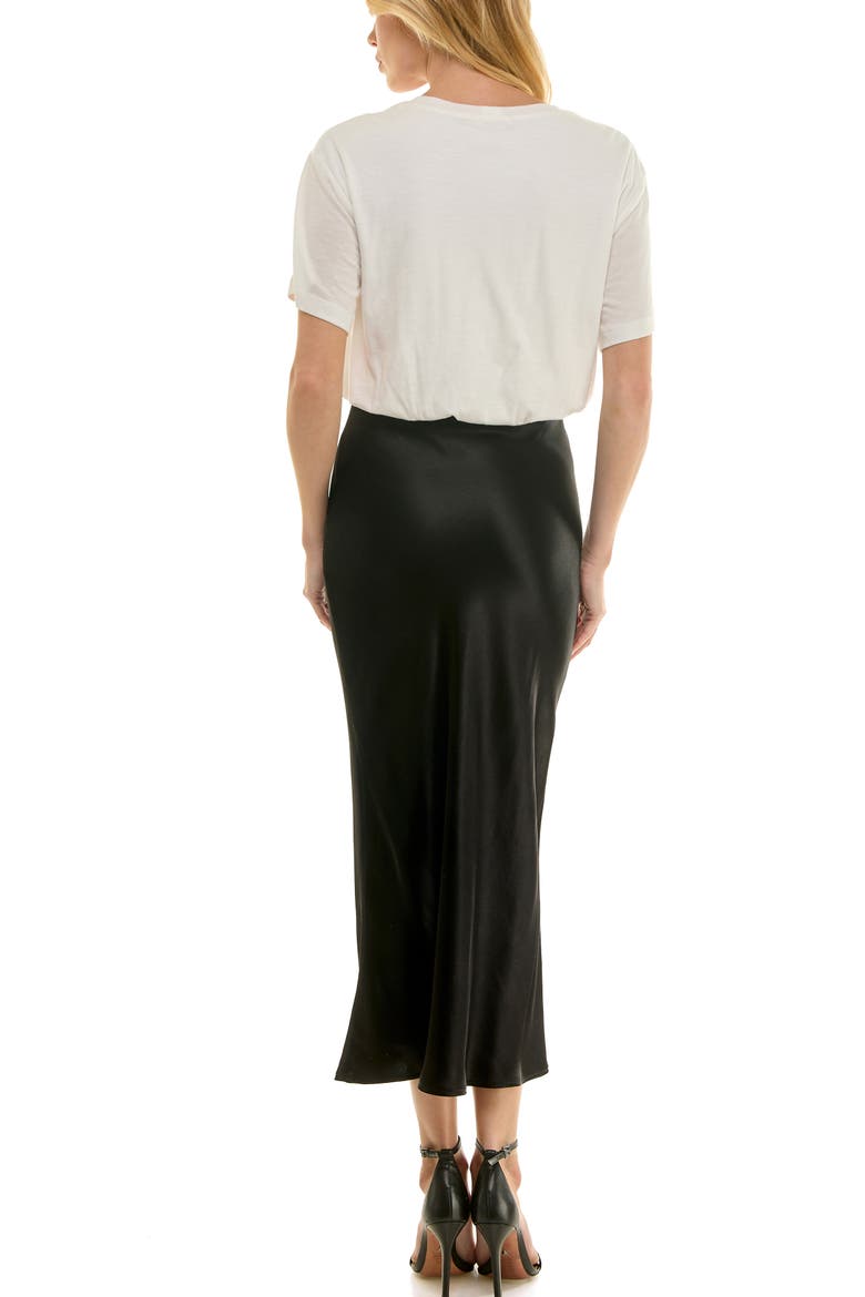Bias Cut Satin Maxi Skirt, Alternate, color, BLACK