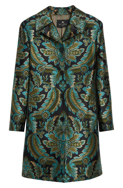 Etro Floral Jacquard Single-breasted Top Coat In Gold