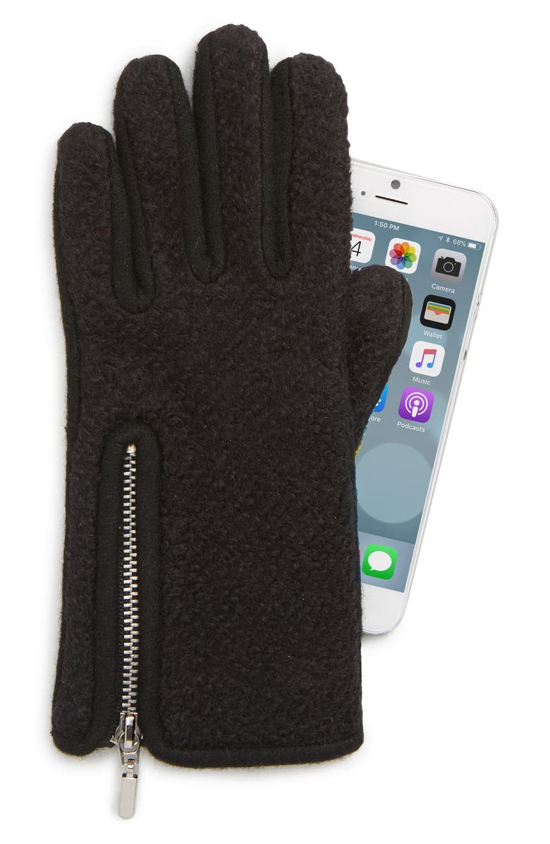 Nordstrom Zip Bouclé Touchscreen Gloves, Alternate, color, 