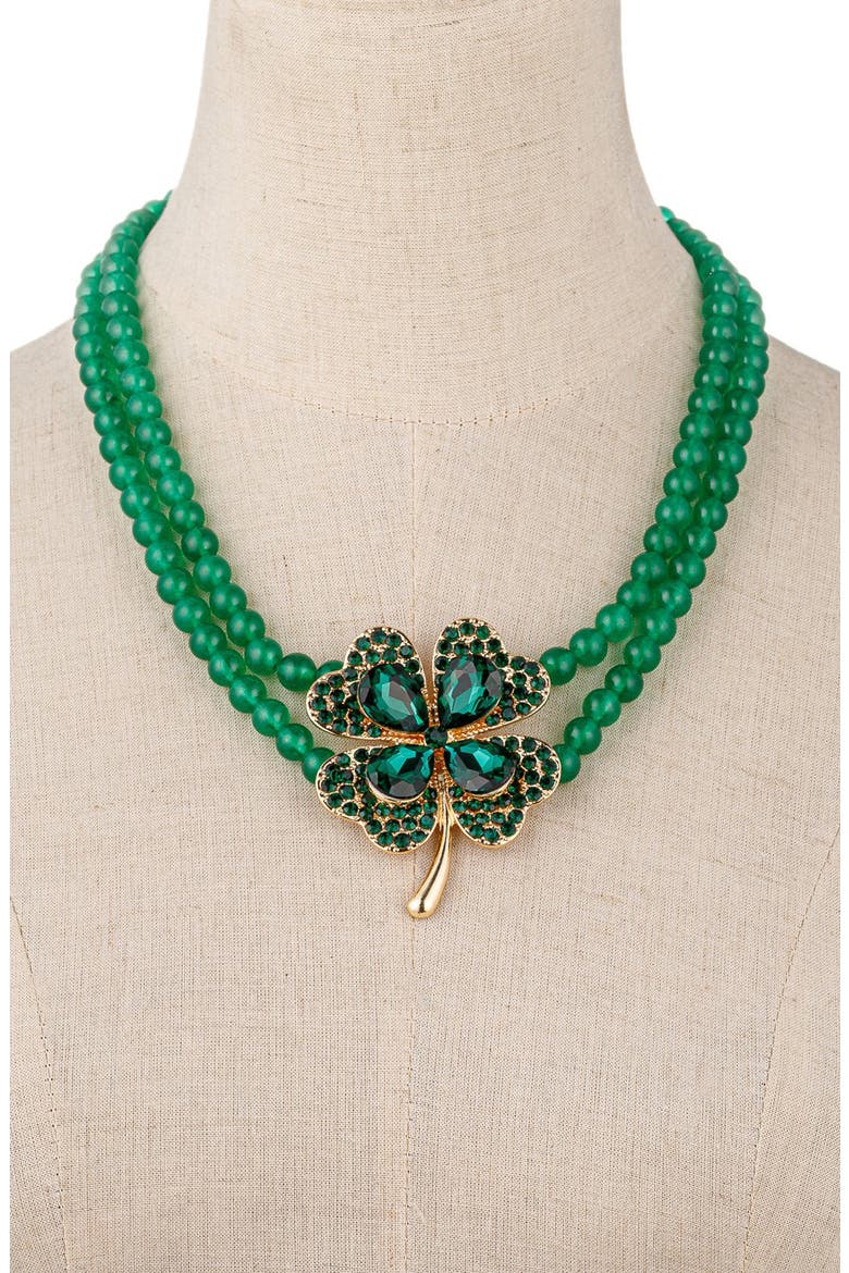 Clover Beaded Necklace, Alternate, color, GREEN