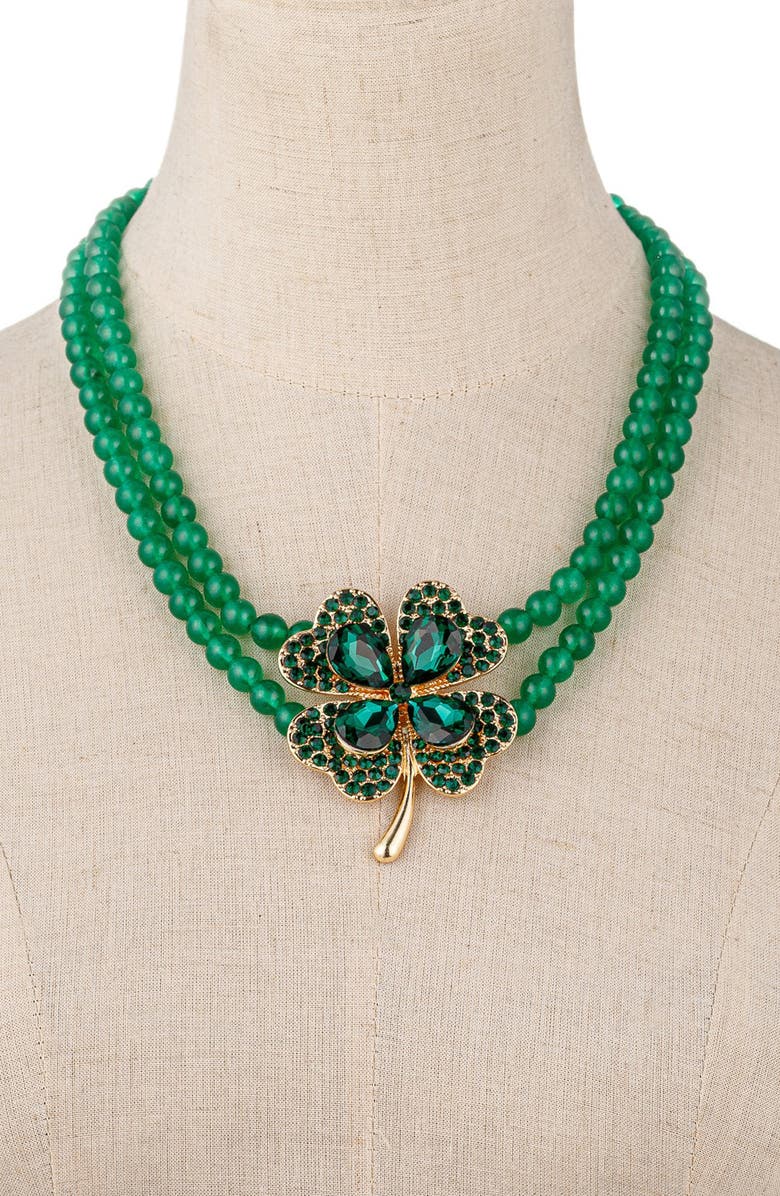 EYE CANDY LOS ANGELES Clover Beaded Necklace, Alternate, color, Green