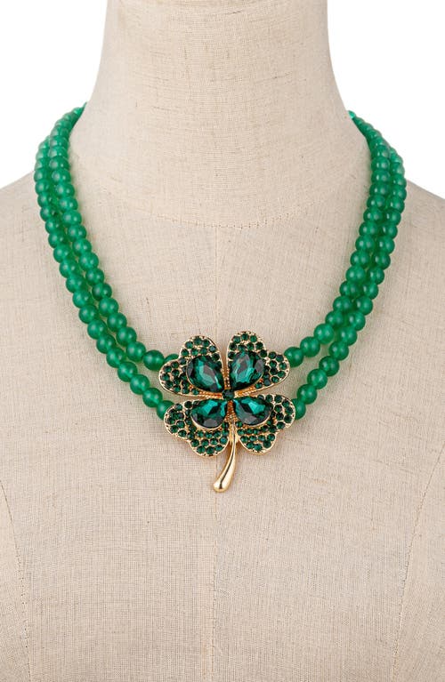 Eye Candy Los Angeles Clover Beaded Necklace In Green