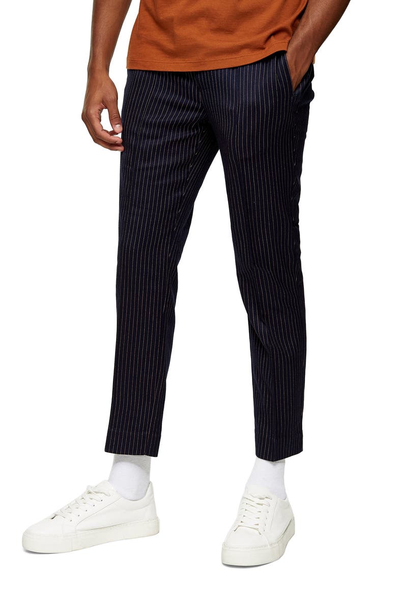 Peanut Pinstripe Jogger Pants, Main, color, NAVY BLUE