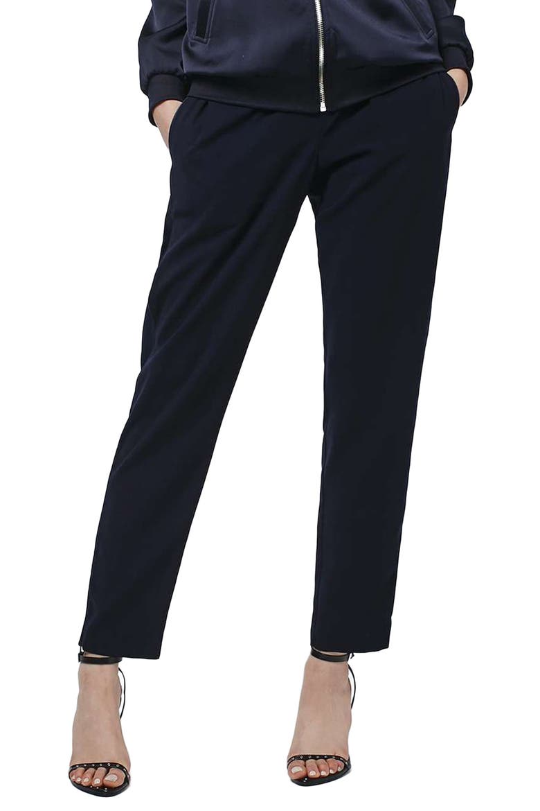 Contrast Piped Ankle Zip Jogger Pants, Main, color, NAVY BLUE