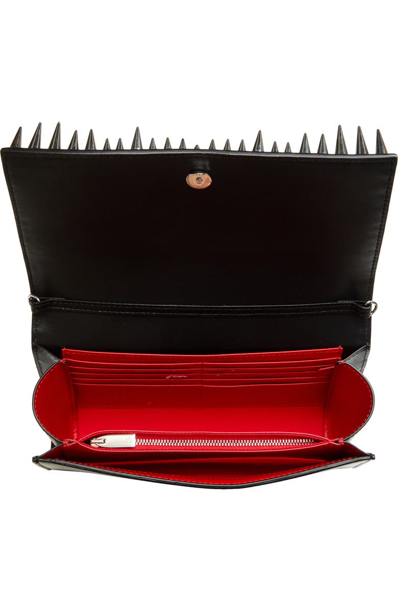 Christian Louboutin Paloma Spike Leather Crossbody Clutch, Alternate, color, Bk65 Black/ Silver