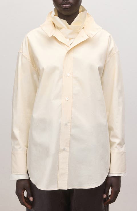 Layered Collar Button-Up Shirt