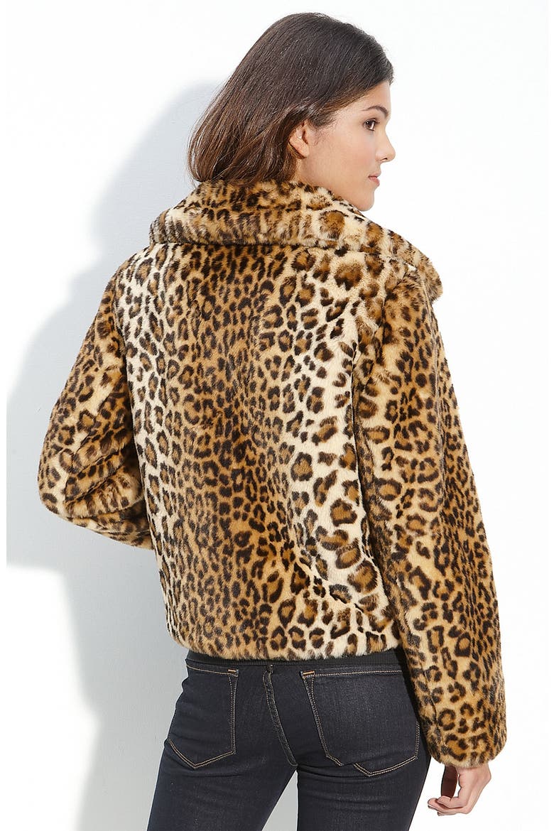 Faux Leopard Fur Jacket, Alternate, color, OCELOT