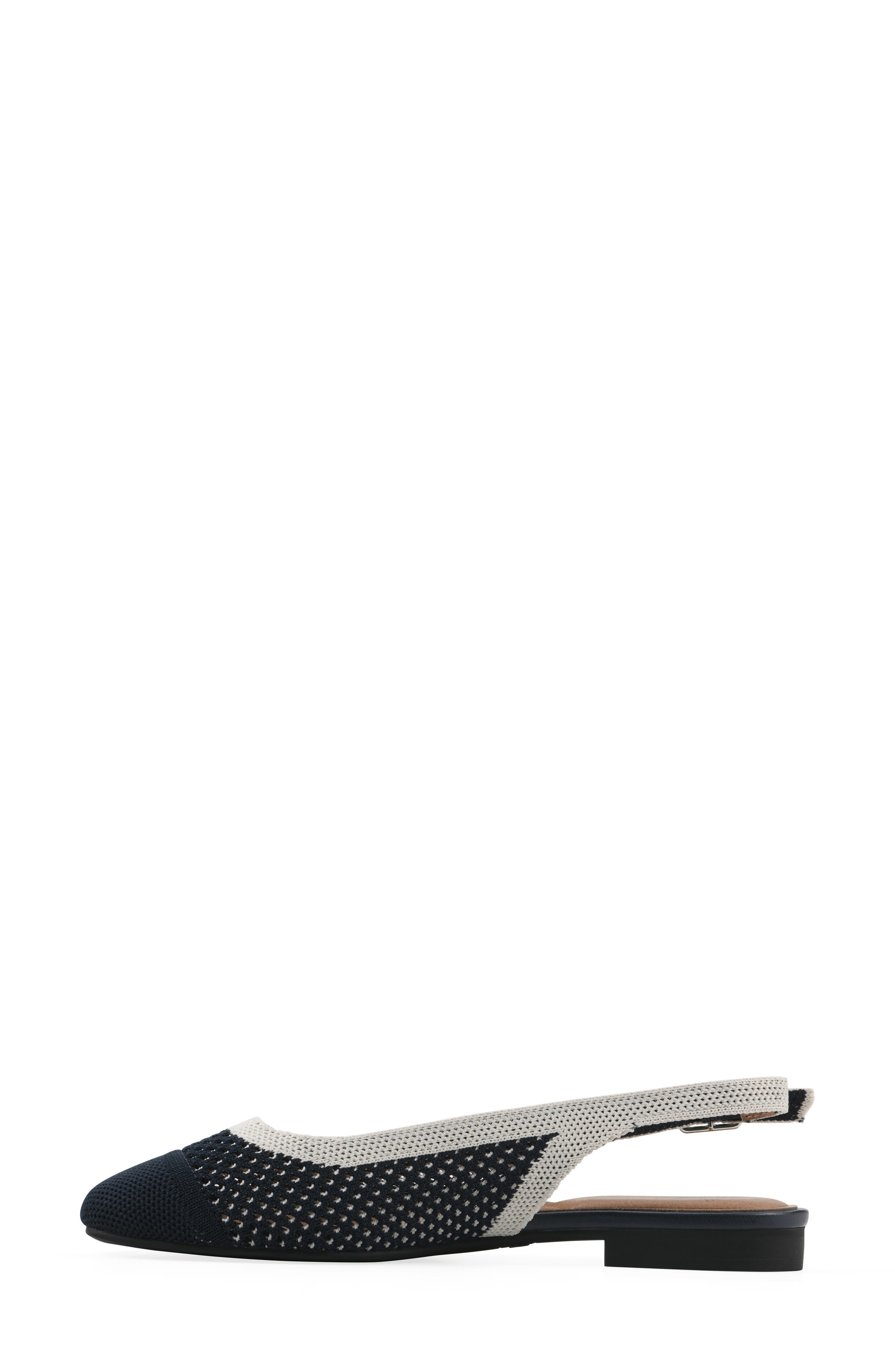 White Mountain Footwear Bonie Slingback Flat, Alternate, color, Navy W/ Cream/Multi