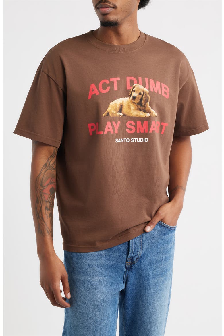 Act Dumb Play Smart Graphic T-Shirt, Main, color, BROWN