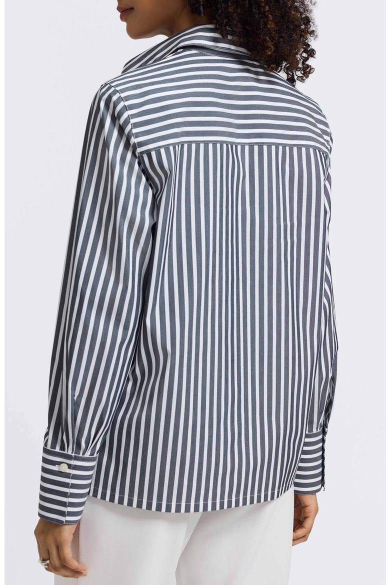 Bella Stripe Popover Top, Alternate, color, BLACK/ WHITE