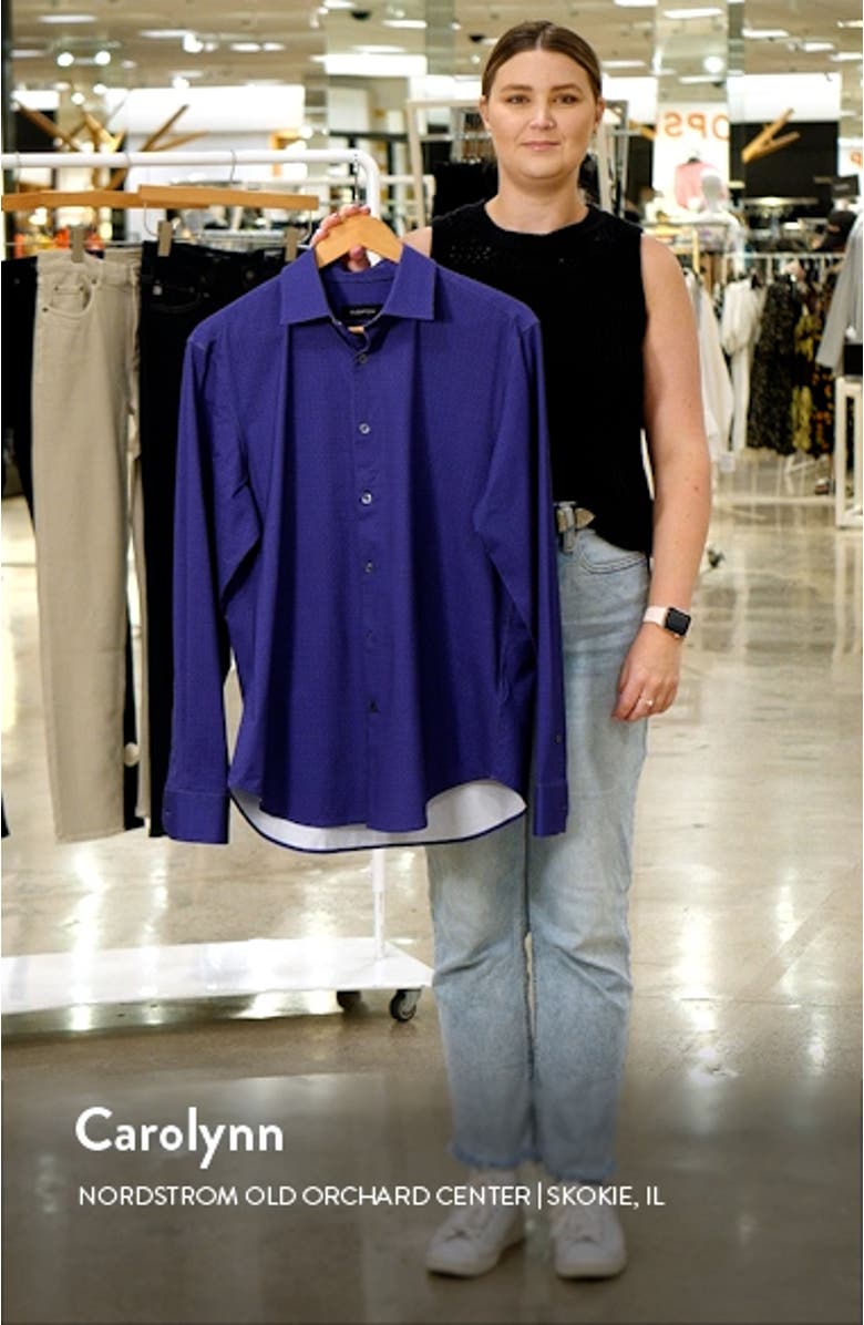 James OoohCotton<sup>®</sup> Greek Key Print Button-Up Shirt, sales video thumbnail