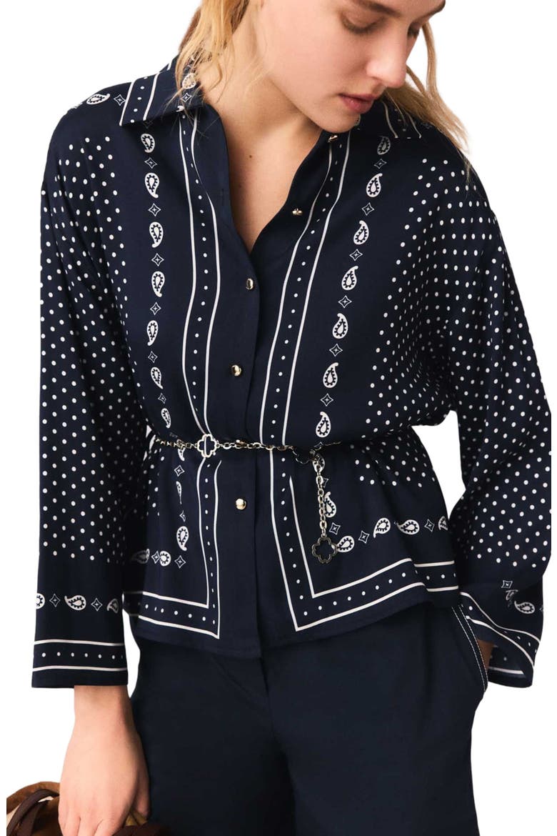 Flowing printed shirt, Alternate, color, Navy dot bandana print