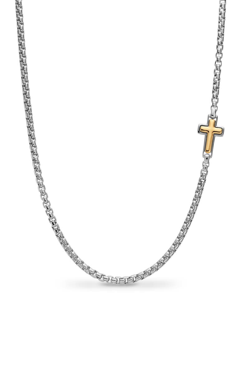 David Yurman Cross Station Box Chain Necklace, Main, color, Silver