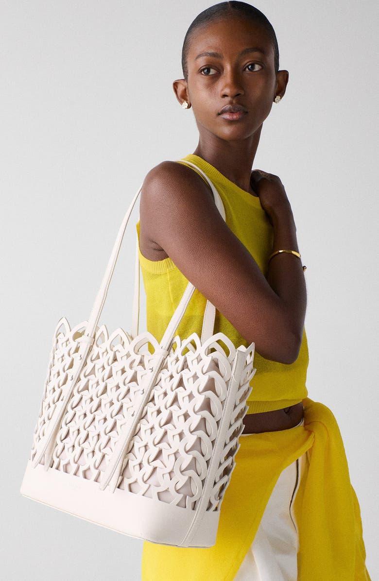 Kate Spade New York do it all woven large leather tote, Alternate, color, Cream.