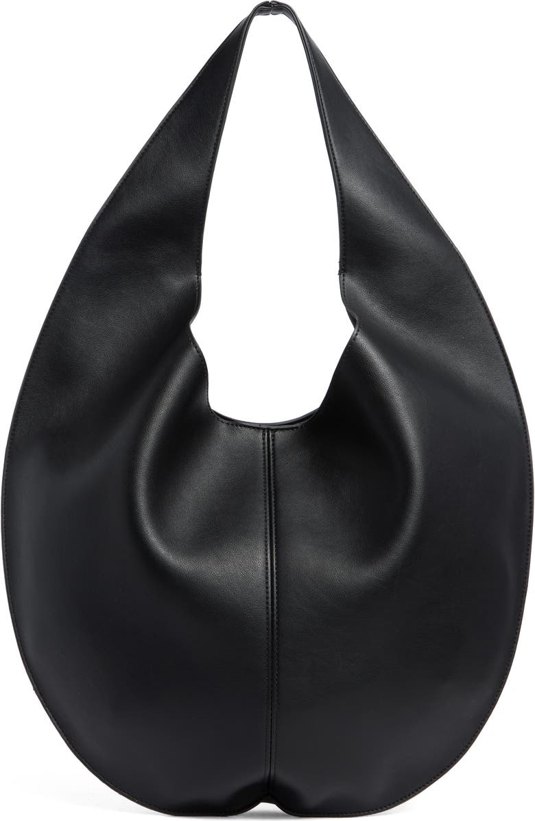 BCBG Long Crescent Hobo Bag, Main, color, Black