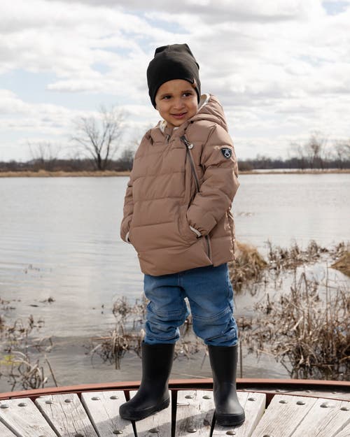 Deux Par Deux Kids Gender Inclusive Compressible Winter Puffy Coat Designed For Car Seat In Blue